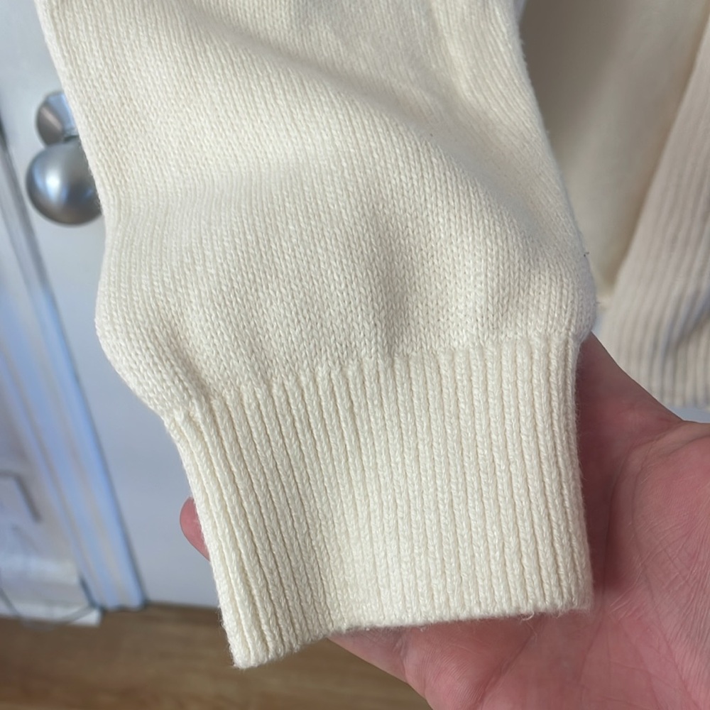 L.L. Bean Cream Open-Front Ribbed Cardigan - Picture 4 of 15